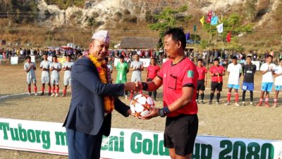 धर्मदेवीमा पुर्वराज्यमन्त्री खड्काले गरे तेस्रो टुवोर्ग माघेनी गोल्डकपको उद्घाटन