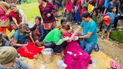 बागलुङ बडिगाड पहिरो : उद्धारका लागि घटनास्थल पुग्यो हेलिकोप्टर