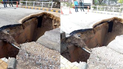 टुकुचा खोलामाथि रहेको दरबारमार्ग-काठमाडौं प्लाजा जोड्ने सडक भाँसियो