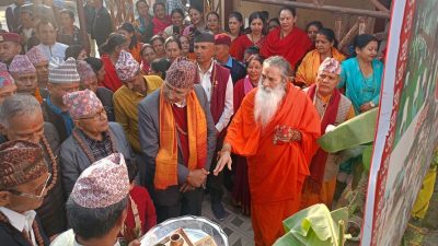 उपप्रधानमन्त्री पौडेलद्वारा मुक्तिनाथधाममा मंगल भवनको शिलान्यास