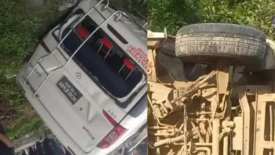 नुवाकोटको टोखा-छहरे सडकखण्डमा विद्युतीय गाडी दुर्घटना