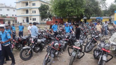 ‘मोडिफाइड बाइक’ मा चितवन प्रहरी आक्रमक : ४३ मोटरसाइकल नियन्त्रणमा