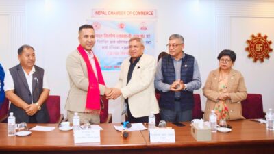 नेपाल चेम्बरद्धारा निर्माण व्यवसायी महासंघका नवनिर्वाचित पदाधिकारीहरुको स्वागत